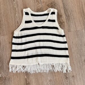 Striped Fringe Knit Tank Top
